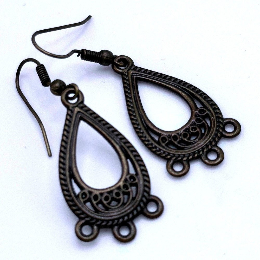 Boho Teardrop Chandelier Earrings Bronze Tone Metal‎ Dangle Retro Earrings